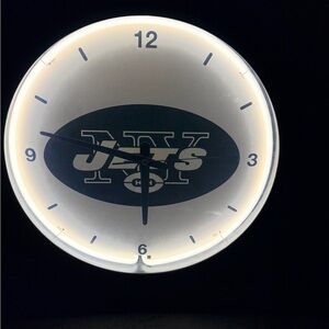 New York Jets Neon Wall Clock by Everbrite — Light Up NFL Collectible